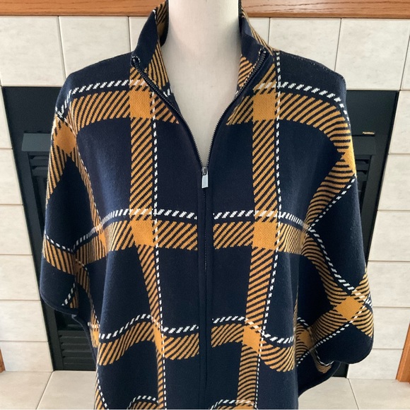 Jones New York Signature Preppy Plaid Poncho, Women’s Sz S - Picture 4 of 9